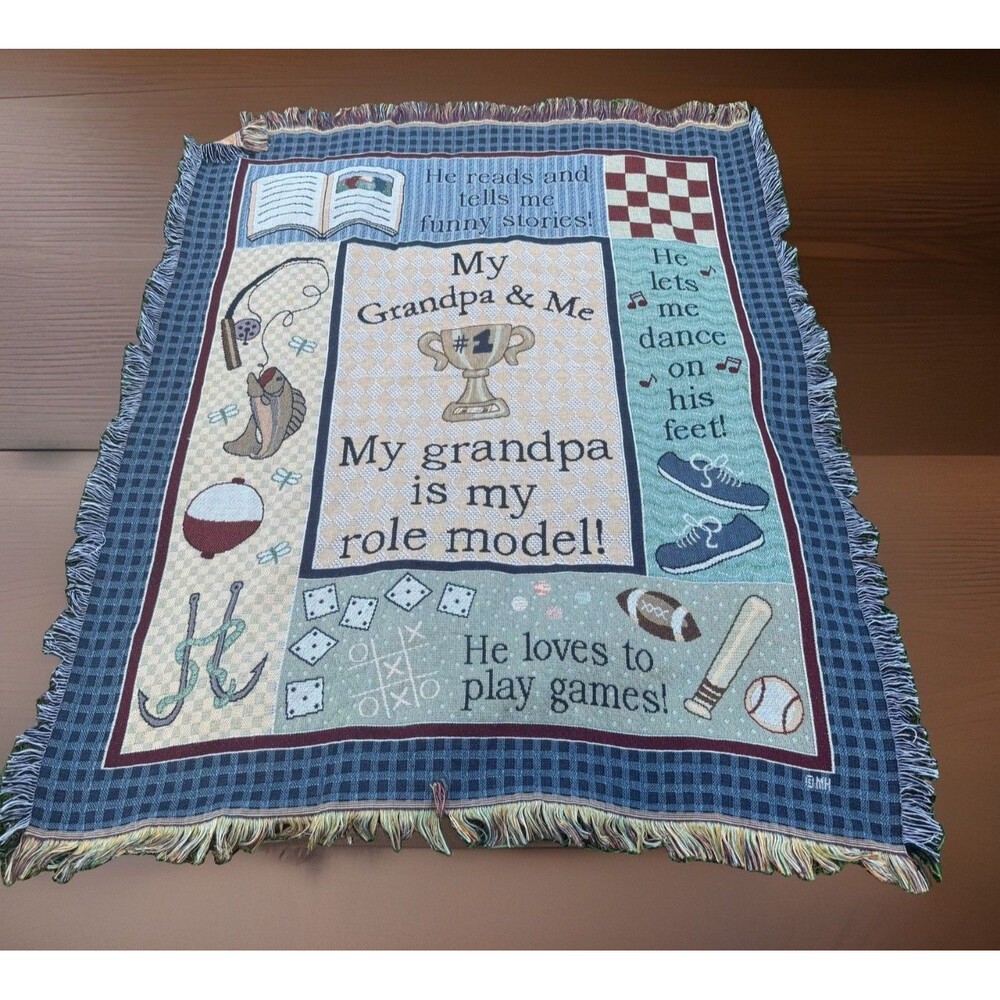Tapestry Throw Blanket My Grandpa & Me Role Model Fishing Ball 50X60 Mohawk USA